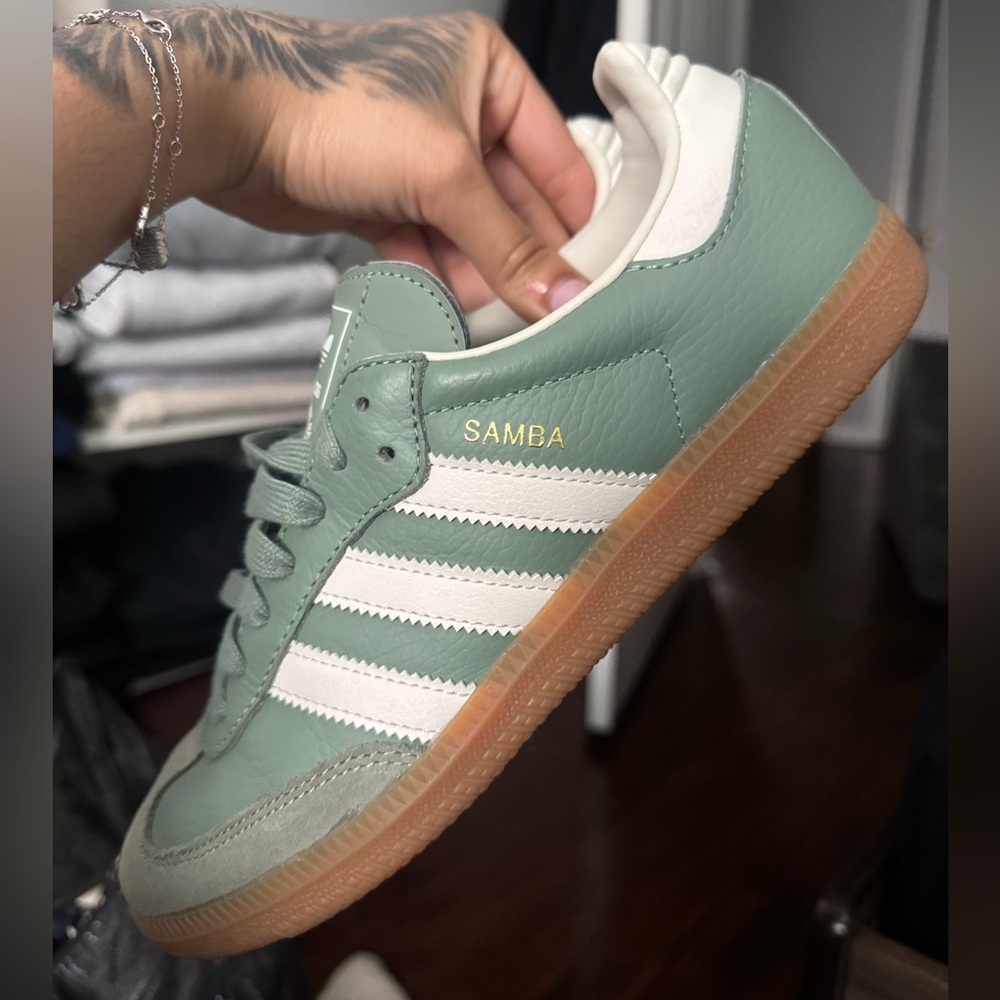 Adidas Samba Mint Green and White Shoes